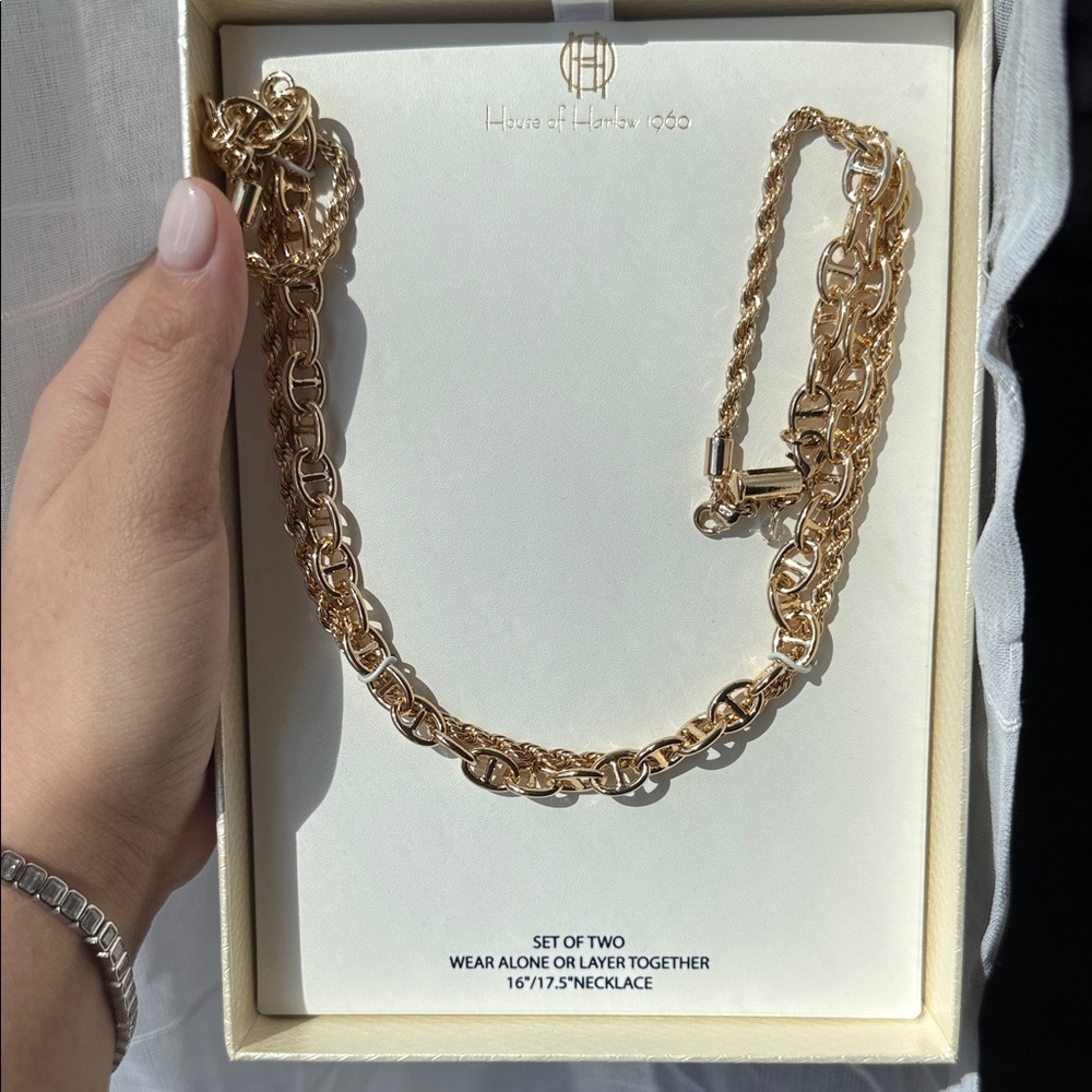 House of Harlow 1960 Gold Chain Necklace Set